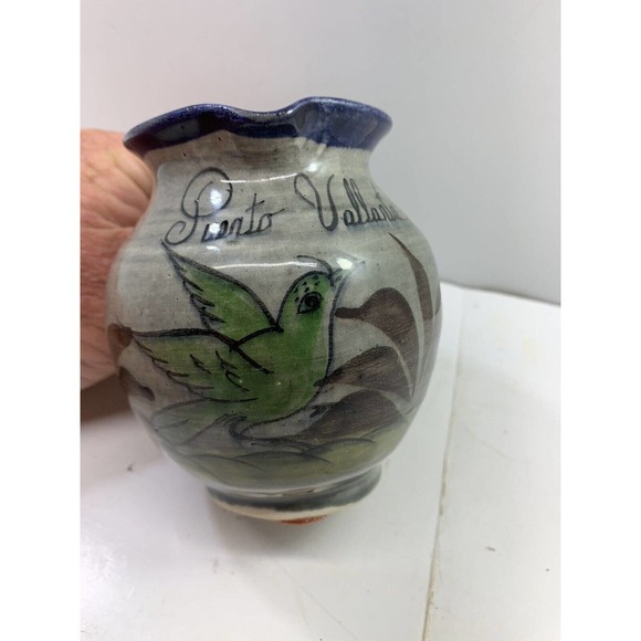 Mexican Folk Tonala Pottery art puerto vallarta vase creamer pitcher Bird - Picture 6 of 9